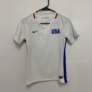 Nike USA Team Soccer Jersey White Short Sleeve Shirt Womens Size Small